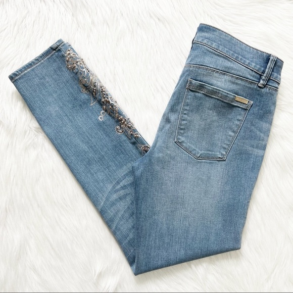 SOLD-NWT White House Black Market Embellished Skinny Jeans Size 6 Long Length - Picture 8 of 11